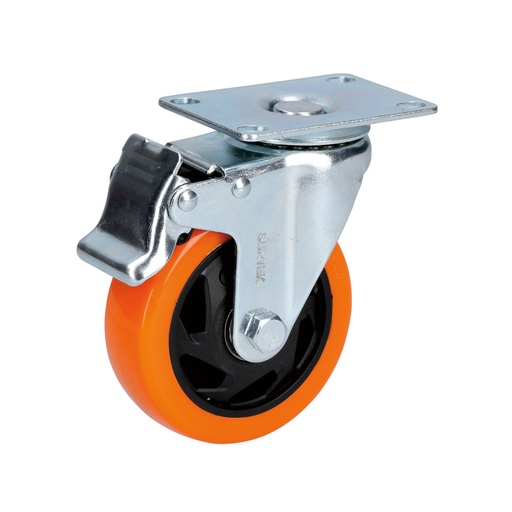 [RV7B] Rodaja de PVC naranja giratoria con freno 3" Surtek