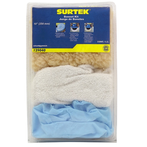 [129040] Juego de bonetes para pulidora 10", 7 piezas Surtek