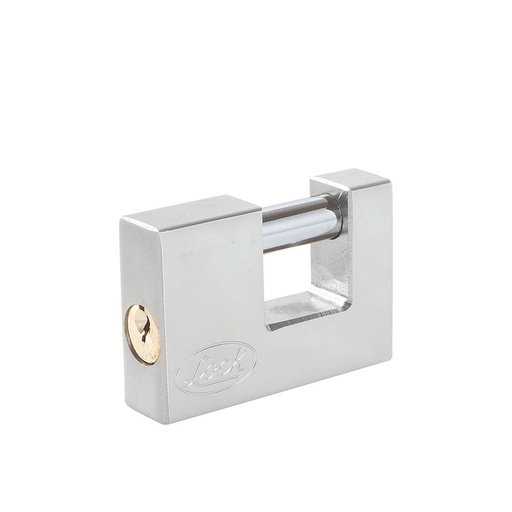 [L22C80ECSB] Candado de acero para cortina metálica 80 mm, cromo satinado, llave estándar Lock