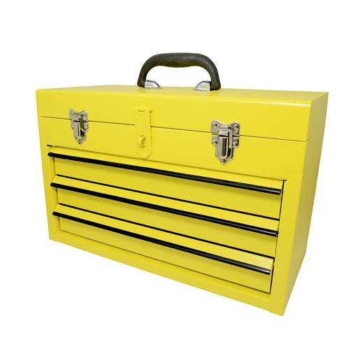 [125111] Caja portaherramientas metálica color amarillo con 3 gavetas 11" x 18" x 9" Surtek