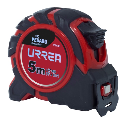 [1589HD] Flexómetro con carcasa de caucho anti-impacto 8 m x 27 mm Urrea