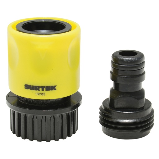 [130383] Juego de conectores para manguera de riego con sistema clic y adaptador 3/4" GHT,2 piezas Surtek