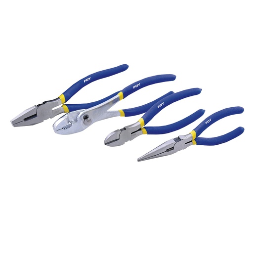 [142039] Juego pinzas para electricista con mango con doble plastisol, 4 piezas Foy