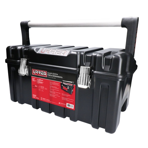[CPU20] Caja portaherramientas plástica con broches metálicos color negro 21" x 11" x 10" Urrea