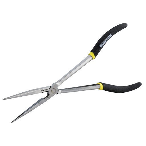 [931] Pinza para electricista con mango doble plastisol de 11" punta extra larga Surtek