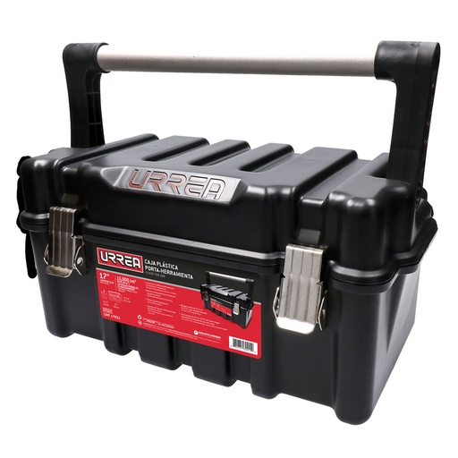 [CPU17] Caja portaherramientas plástica con broches metálicos color negro 17" x 9" x 8" Urrea
