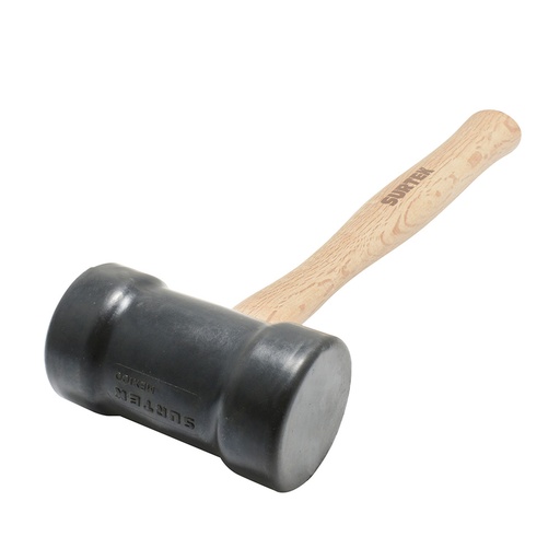 [608] Mazo con cabeza de hule negro con mango de madera de 12", 8 oz Surtek