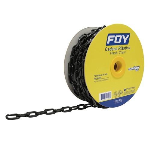 [143423] Cadena plástica calibre 6 mm de 25 m, color negro Foy