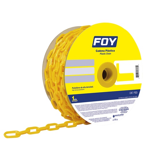 [143425] Cadena plástica calibre 8 mm de 25 m, color amarillo Foy