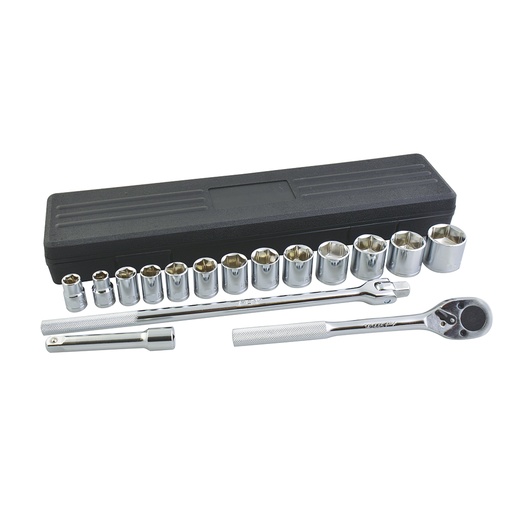 [140444] Juego de dados y accesorios cuadro de 1/2" en pulgadas, 16 piezas Foy