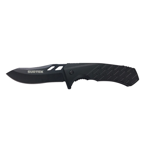 [120556] Navaja abatible de acero inoxidable con mango de plástico hoja dentada de 3-1/4" Surtek