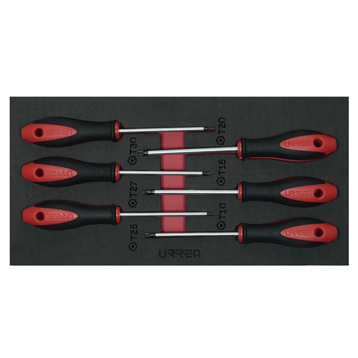 [CH129] Juego de destornilladores con mango bimaterial punta Torx 6 piezas, CH129-C Urrea