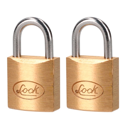 [L20S20EB] Juego de candados de latón cortos 20 mm, llave estándar, 2 piezas Lock
