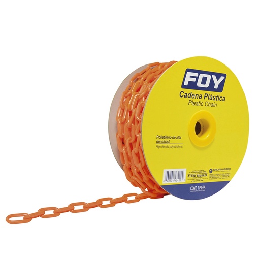[143436] Cadena plástica calibre 3 mm de 50 m, color naranja Foy
