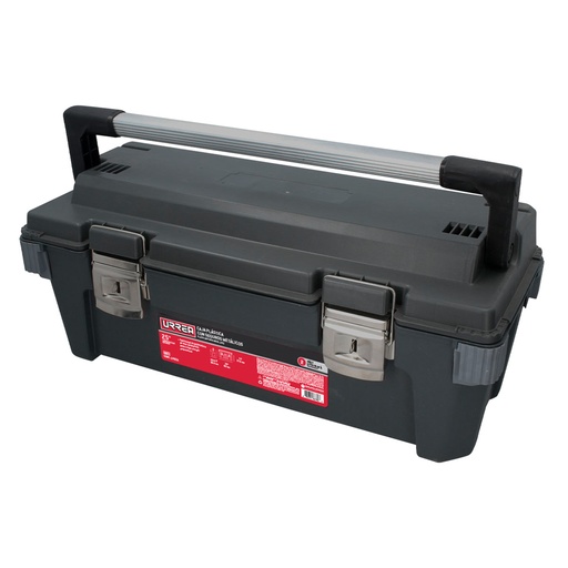 [9921] Caja portaherramientas plástica con broches metálicos color negro 25" x 11" x 10" Urrea