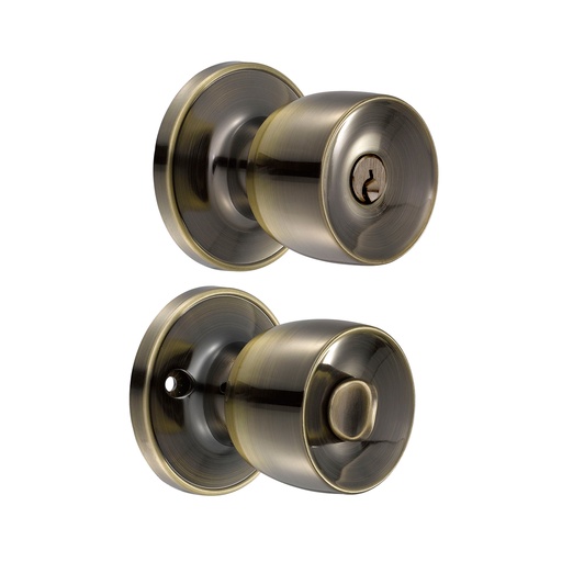 [21PO] Pomo tubular copa recta función recámara, latón antiguo, llave estándar, blíster Lock