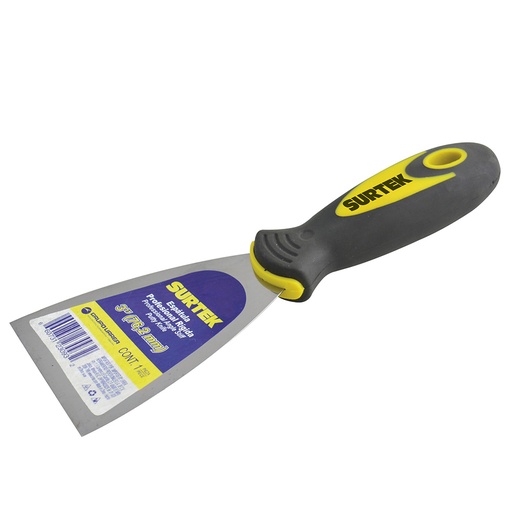 [123023] Espátula rígida de acero de alto carbón con mango bimaterial 3" Surtek