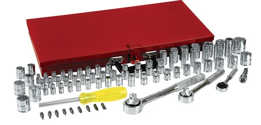 [475254] Juego de dados y accesorios cuadro de 1/4", 3/8" y 1/2" combinado, 76 piezas Urrea