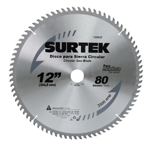[120602] Disco para sierra circular para corte madera 40 dientes, 7-1/4" Surtek