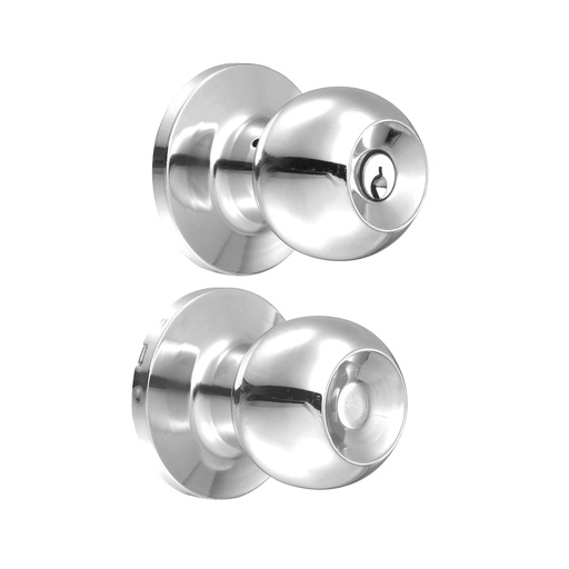 [12PO] Pomo tubular bola función entrada, acero inoxidable, llave estándar, blíster Lock
