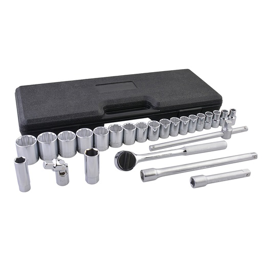 [F5800CM] Juego de dados y accesorios cuadro de 1/2" métrico, 25 piezas Surtek