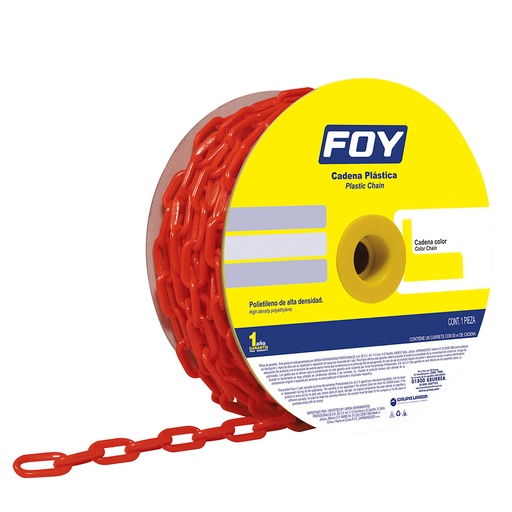 [143419] Cadena plástica calibre 6 mm de 25 m, color rojo Foy