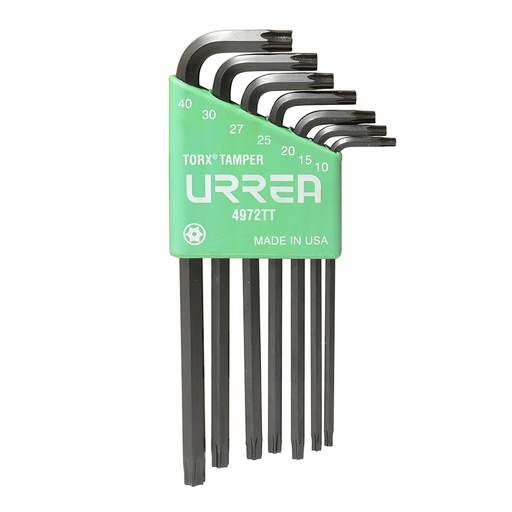 [4972TT] Juego de llaves hexagonales tipo "L", Torx, tamper proof, 7 piezas en blíster Urrea