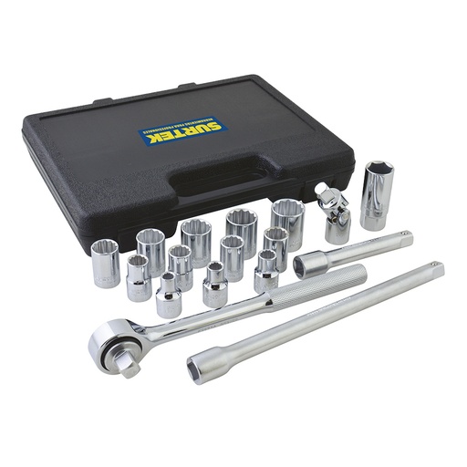 [F5800A] Juego de dados cuadro de 1/2" en pulgadas, 12 puntas, 14 piezas Surtek