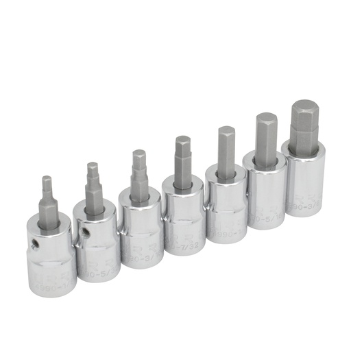 [49907] Juego de dados punta hexagonal cuadro de 3/8", en pulgadas, 7 piezas Urrea