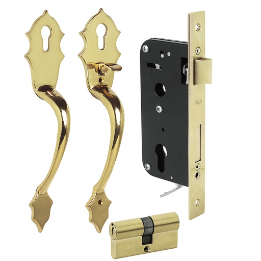 [L119QLB] Conjunto Classic función doble, latón brillante, llave de puntos Lock