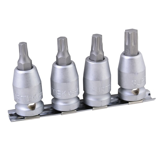 [F5800TL] Juego de dados con punta larga torx cuadro de 1/2", 4 piezas Surtek