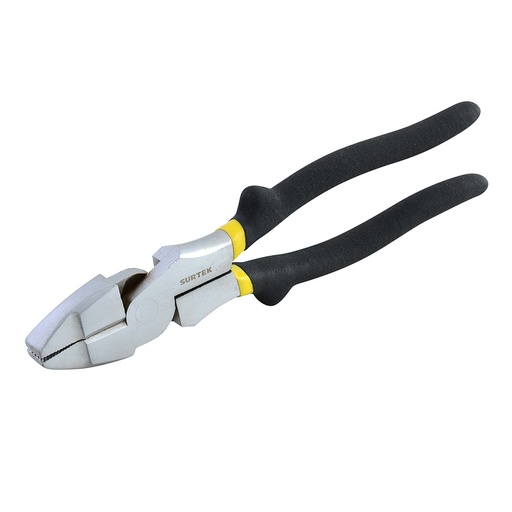 [979R] Pinza para electricista con mango rubber grip de 9" corte lateral reforzada Surtek