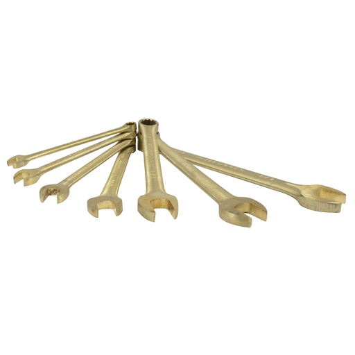 [UH1200H] Juego de llaves combinadas de bronce-aluminio antichispa en pulgadas, 12 puntas, 7 piezas Urrea