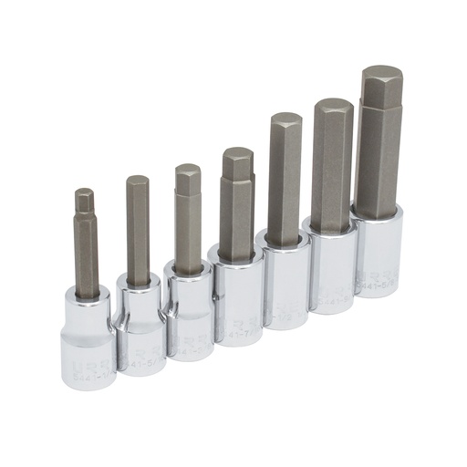 [54417] Juego de dados con punta hexagonal cuadro de 1/2", en pulgadas, 7 piezas Urrea