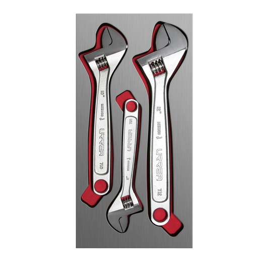 [CH111L] Juego de llaves ajustables cromadas con cubierta laminada 3 piezas, CH111L-C Urrea