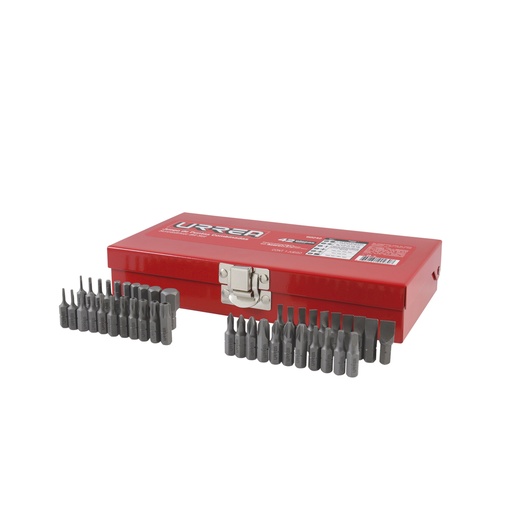 [60242] Juego combinado de puntas hexágono de 1/4", 42 piezas en caja metalica Urrea