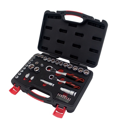[4752GT] Juego de dados y accesorios cuadro de 3/8" y 1/2" Go-Through combinado, 39 piezas Urrea