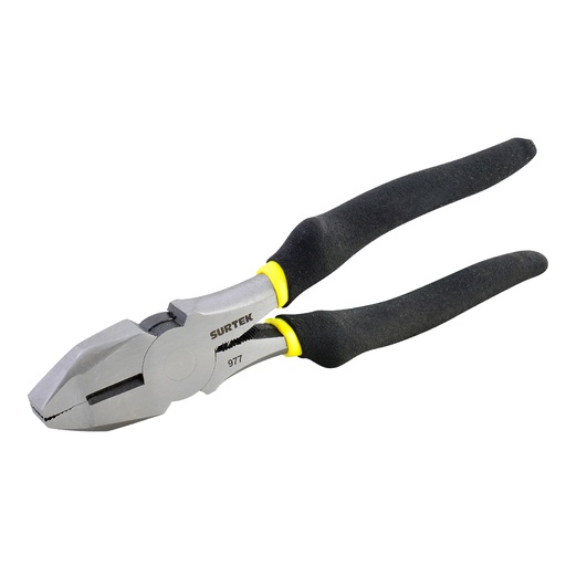[977] Pinza para electricista con mango rubber grip de 7" corte lateral nariz cuadrada Surtek