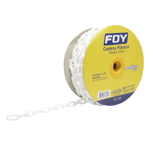 [143434] Cadena plástica calibre 3 mm de 50 m, color blanco Foy