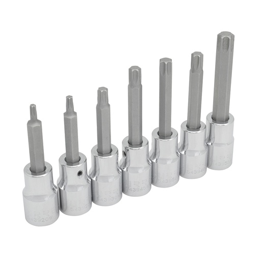 [5439C] Juego de dados con punta torx cuadro de 1/2", en riel, 7 piezas Urrea