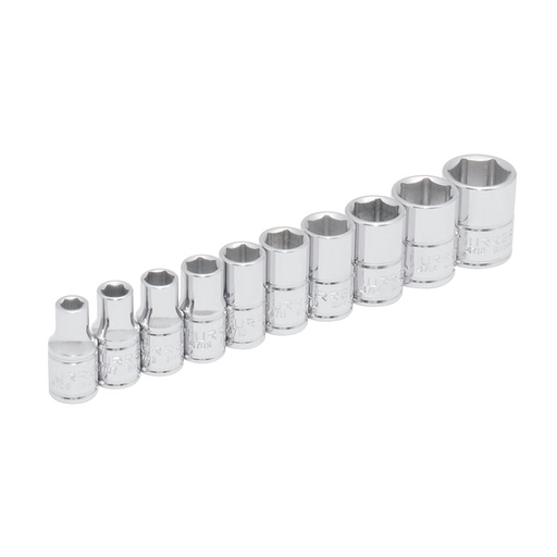 [47106] Juego de dados cuadro de 1/4" en pulgadas, 10 piezas Urrea
