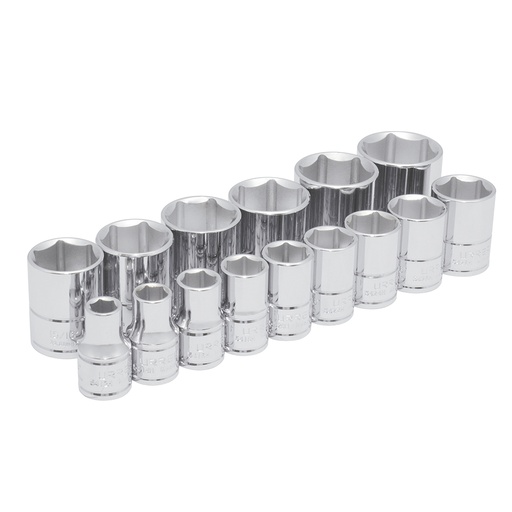 [54110] Juego de dados cuadro de 1/2", 6 puntas, en pulgadas, 15 piezas Urrea