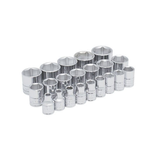 [52211] Juego de dados cuadro de 3/8", 6 puntas, métricos, 21 piezas Urrea
