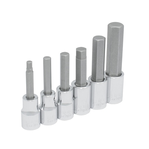 [5441M6] Juego de dados con punta hexagonal cuadro de 1/2", métricos, 6 piezas Urrea