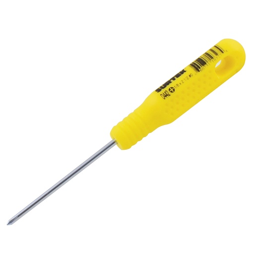 [D442] Destornillador con mango amarillo, mini punta Phillips barra redonda #0 x 2-1/2" Surtek
