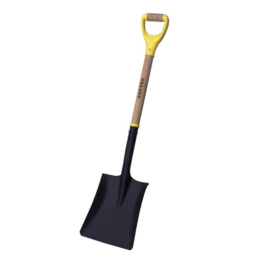 [130601] Pala con mango de madera con puño contractor grip, cuadrada Surtek