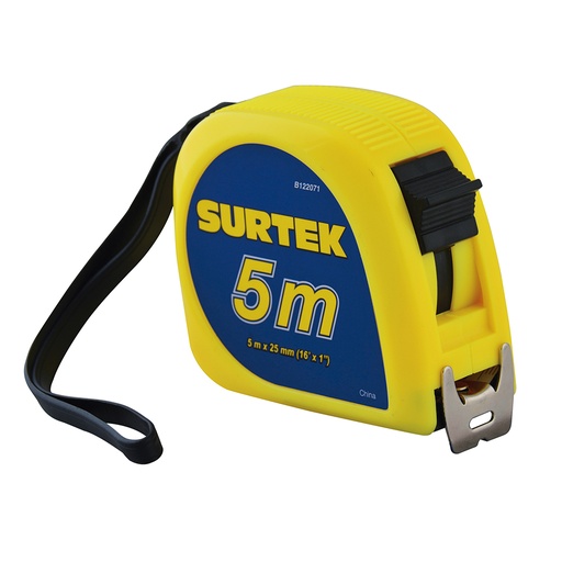 [B122071] Flexómetro con carcasa de plástico invencible 5 m x 1" Surtek