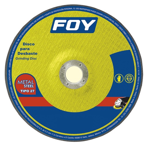 [143525] Disco abrasivo tipo 27 para metal 7" x 3 mm Foy
