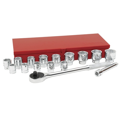 [55100H] Juego de dados y accesorios cuadro de 3/4" en pulgadas, 17 piezas Urrea
