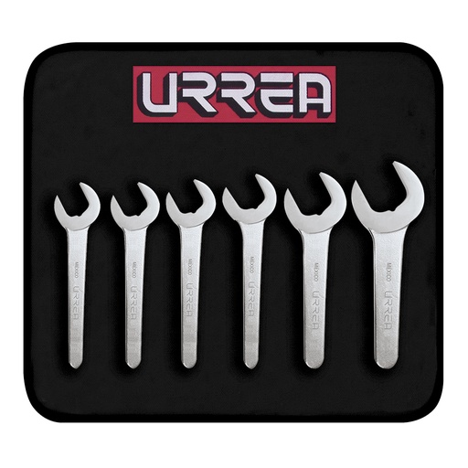 [U3500BM] Juego de llaves de servicio satinadas métricas, 6 piezas en estuche Urrea